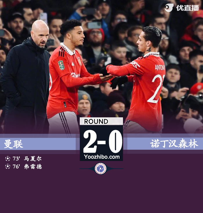 曼联2-0诺丁汉森林总分5-0晋级决赛 马夏尔破门弗雷德建功