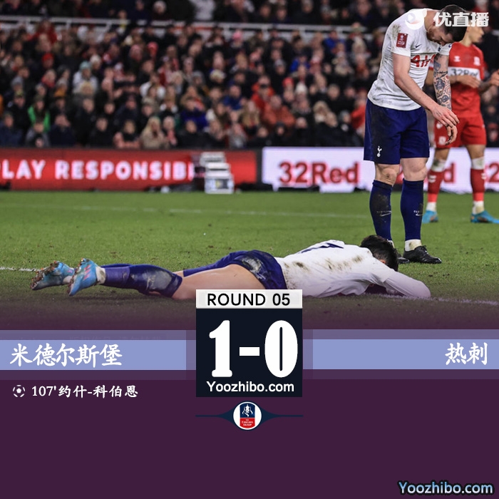 热刺0-1米堡 凯恩进球被吹科伯恩加时制胜