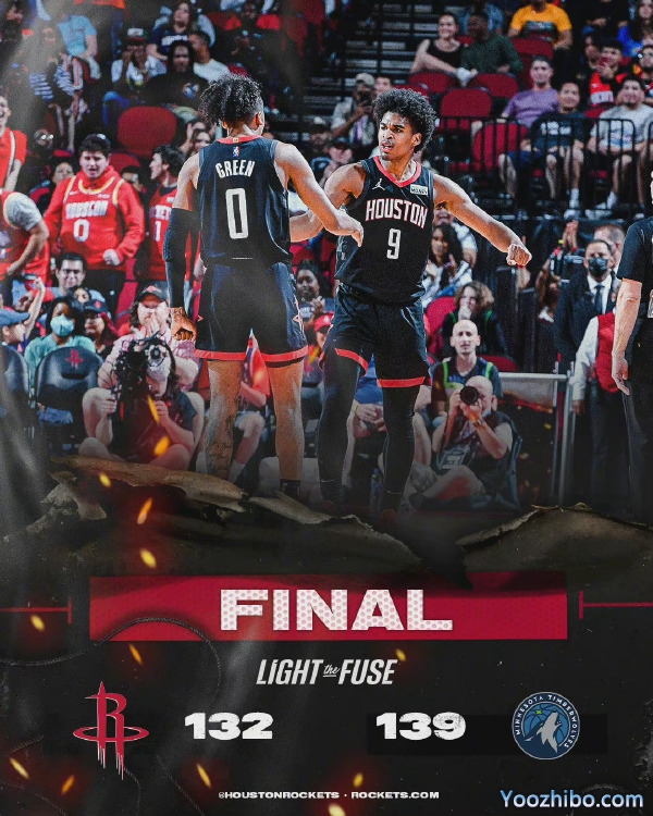 森林狼139-132击退火箭 爱德华兹33分 唐斯28+11 格林31分