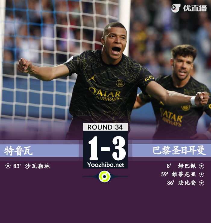 巴黎3-1特鲁瓦 <a href=/qiuxingjilu/zuqiusheji/119.html target=_blank class=infotextkey>梅西</a>队内停赛姆巴佩维蒂尼亚破门
