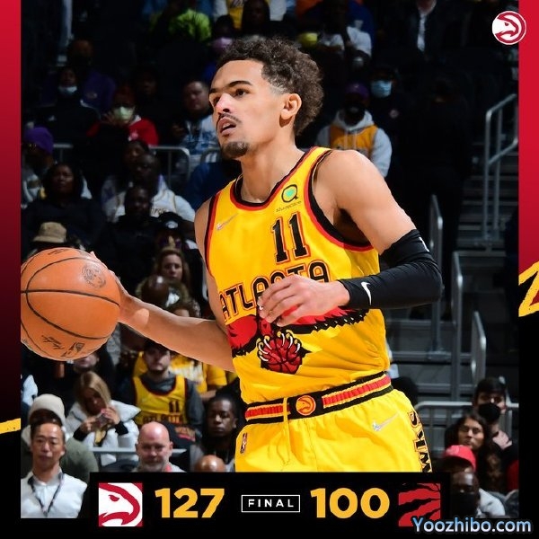 老鹰127-100大胜猛龙 特雷-杨41+11 奥孔武17+7 范弗里特24+9
